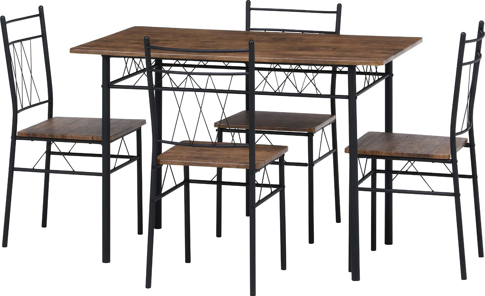 98856 フルーレ 組立商品 チェア4脚 テーブル1台 ブラウン 幅110×奥行70×高さ75cm 5点セット 4人用 ダイニングテーブルセット 不二貿易
