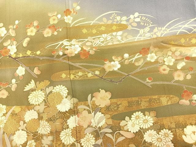 平和屋着物□豪華振袖 御所車花松文 暈し染め 金彩 鈴乃屋扱い 正絹