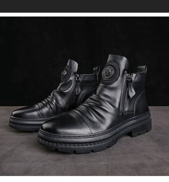 ドレープブーツ ショートブーツ メンズ ダブルジップ サイドジップ