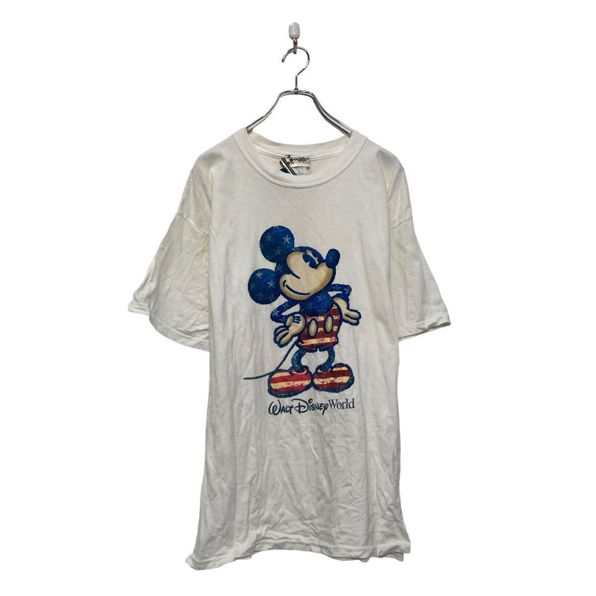 Disney 半袖 プリント Tシャツ ディズニー XL ホワイト ミッキー クルーネック 古着卸 アメリカ仕入 a607-5868