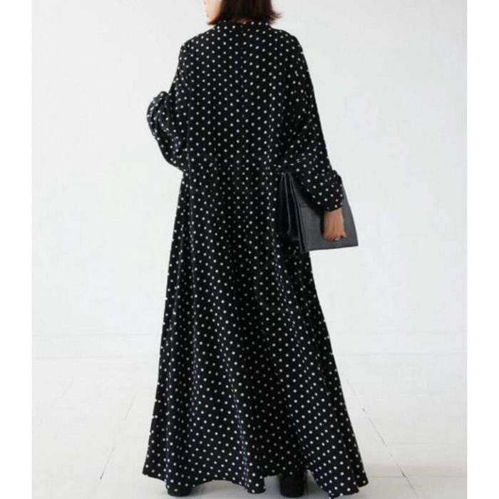  ワンピース レディース ドット柄 ロングワンピース ロング丈 大人 無地 せ 春 秋冬 体型カバー しゃれ ゆったり シンプル きれい 20代 30代 40代 通勤 通学 xkmilyx 70 DZ 20 エプロン キッズファッション小物