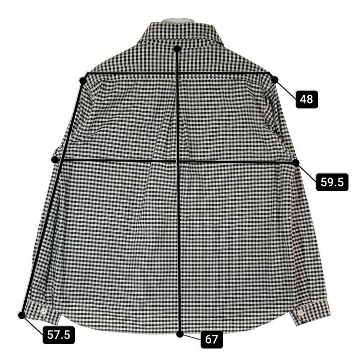 美品 DANTON ダントン 丸襟チェックシャツ 白黒 JD-3568 TRD DANTON/ダントン】丸えりチェック/ストライプシャツ #JD－3568