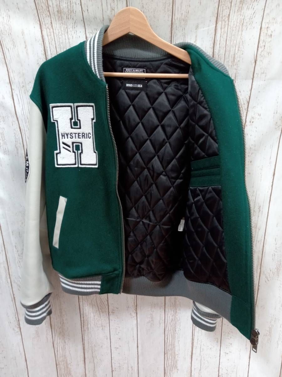 WIND AND SEA × HYSTERIC GLAMOUR 21AW STADIUM JUMPER WDS-HYS-3-01 ウィンダンシー  ヒステリックグラマー 牛革 レザー M グリーン - メルカリ