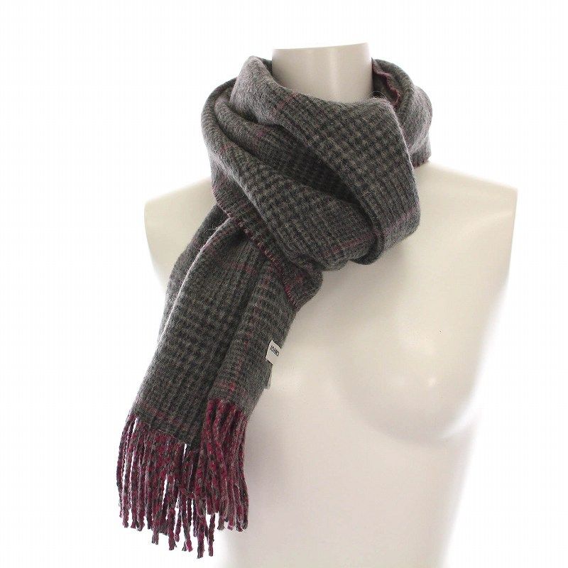 Johnstons of Elgin カシミヤ ウール チェック ストール 紫 Johnstons of Elgin カシミヤ ウール チェック ストール 紫