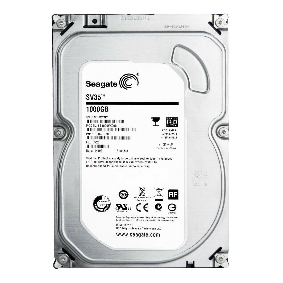 Seagate SV35 ST1000VX000 1TB 7200RPM 64MB Cache SATA 6.0Gb/s 3.5