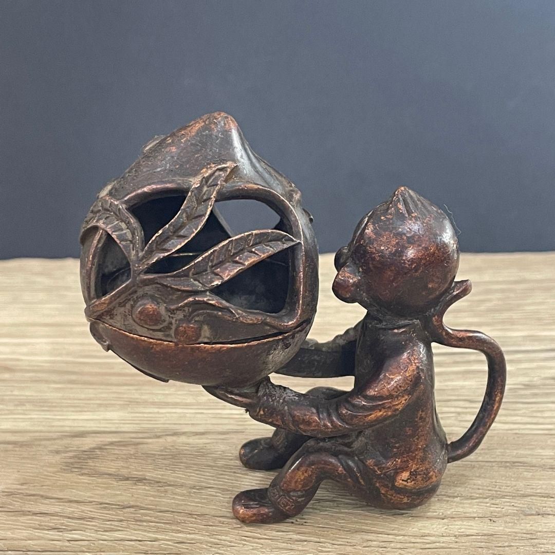 銅製 双竜獣足薫香炉 祥竜纏纏香炉 香道具 装飾品 工芸品 置物