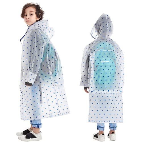 ホワイト_2XL適用身長150-160 キッズレインコート 子供 ランドセル対応 男の子 女の子 ボーイズレインウェア 雨具 雨合羽 EVAエコ素材 防水 撥水 軽量 ツバ付き レイングッズ アウトドア 入学用 