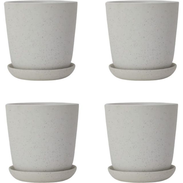 花 観葉植物用ポット アレナ ラウンド 16 W Ceramic POT 4個入り 40205 底穴あり 受皿付き 代引き不可 中型ポット FARM p51