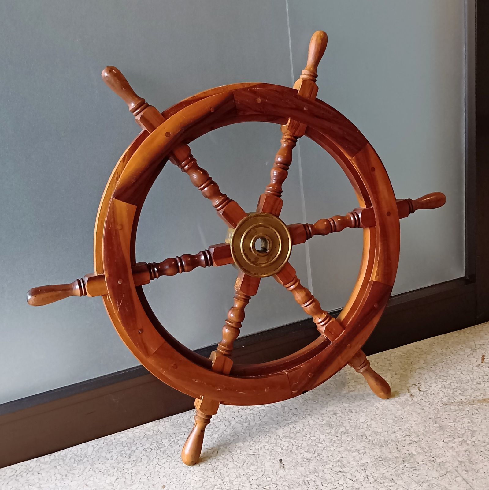 操舵輪 ラット 船舵 木製 ハンドル ステアリング 操舵輪 80cm ラット