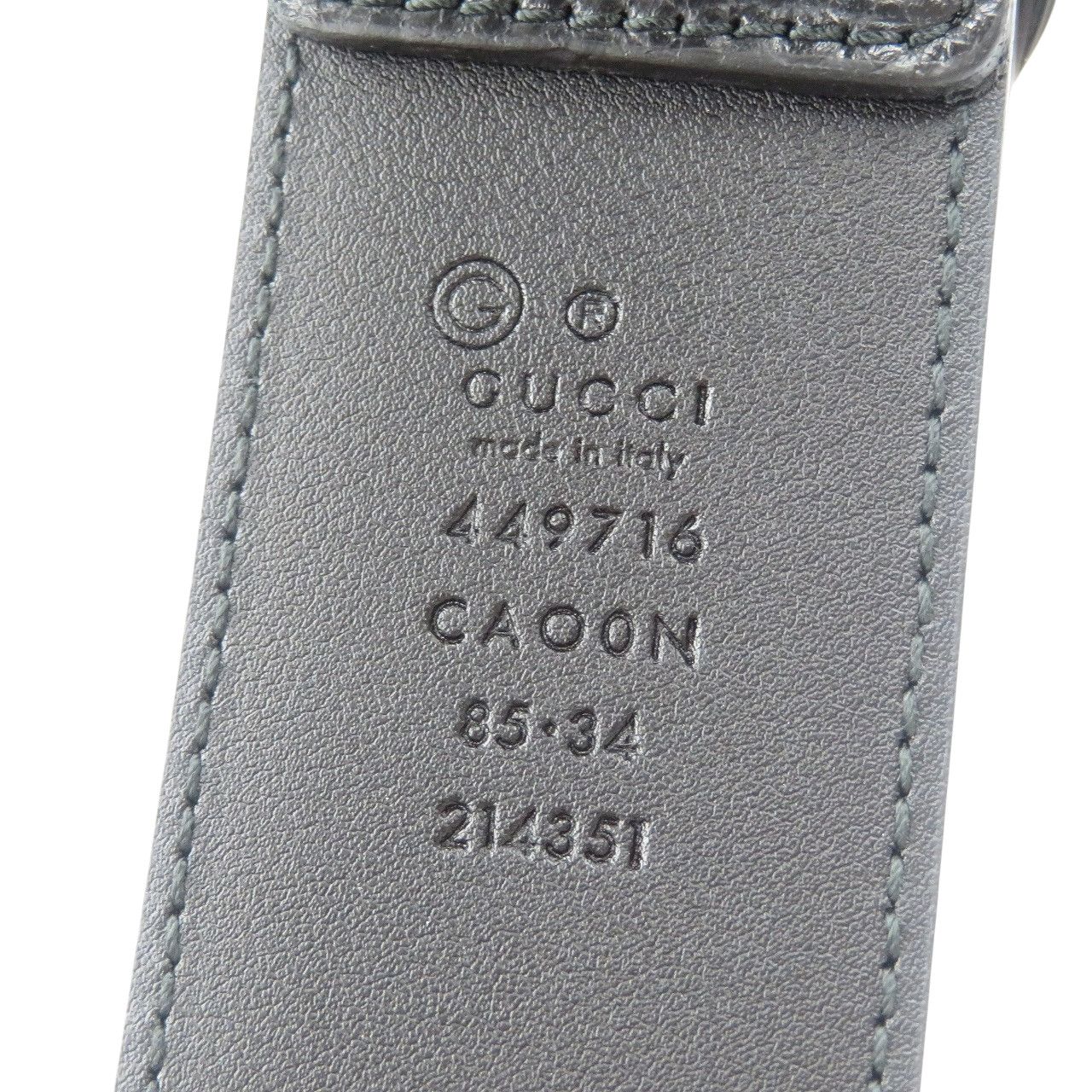 未使用 グッチ 449716 アウトレット品 85/34 レザー シルバー金具 