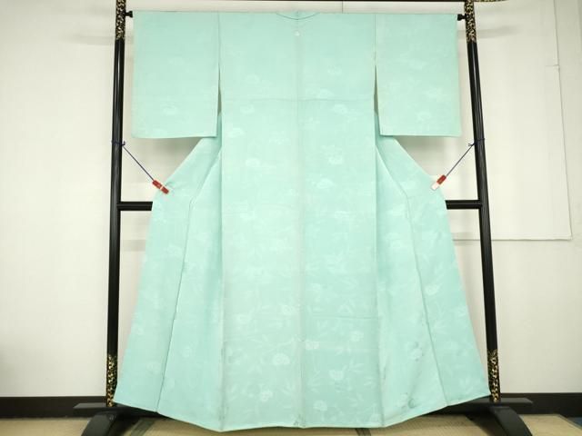 平和屋着物▽上質な色無地　単衣　エ霞地紋　青磁鼠色　正絹　逸品　CAAT9527dy 平和屋着物▽上質な色無地 単衣 エ霞地紋 青磁鼠色