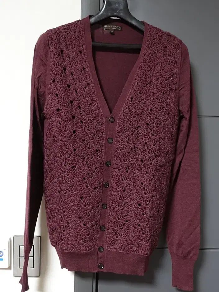 BURBERRY バーバリー プロサム 滑走路 バーガンディー ウール シルク カーディガン