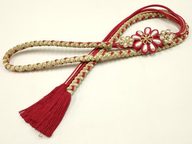 平和屋着物●和装小物　振袖用飾り付き帯締め１０本セット　パール　花　ハート　金銀糸　逸品　CAAX8184ju 平和屋着物○和装小物 振袖用飾り付き帯締め10本セット パール 花