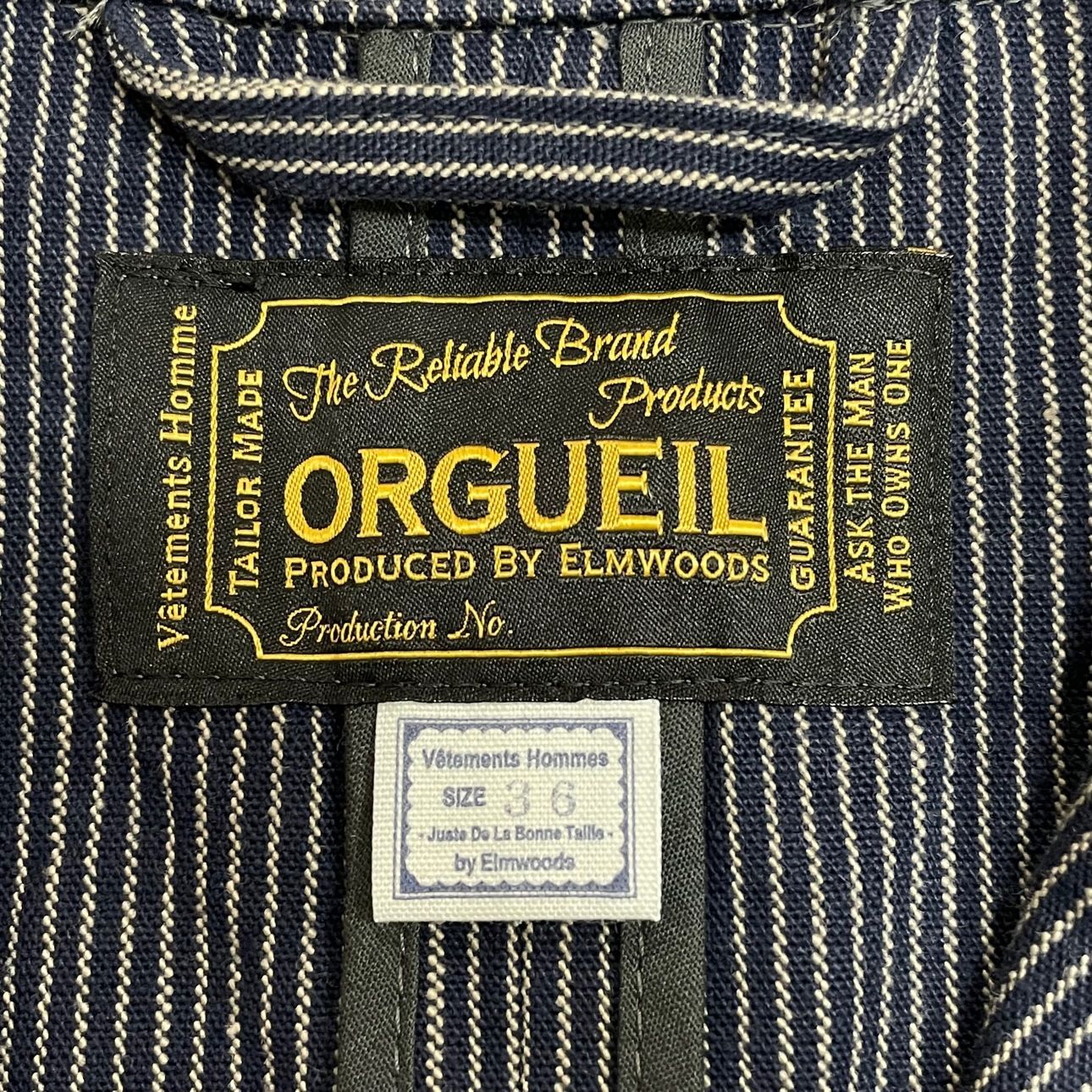 定価37400円 未使用 ORGUEIL ストライプサックジャケット カバーオール 