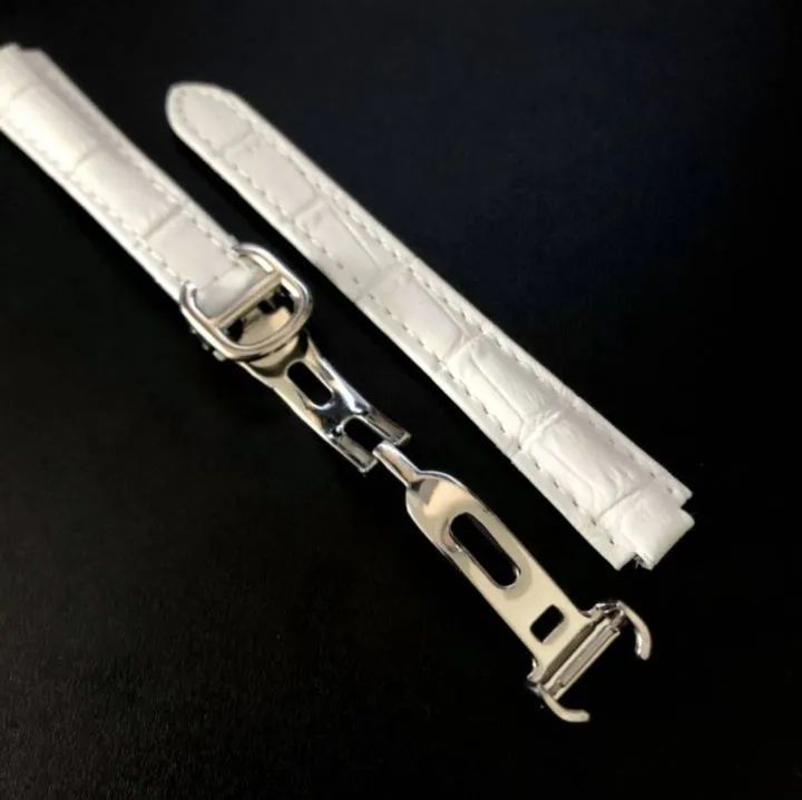 カルティエ・パシャC対応　ホワイト　カーフレザーベルト・バックル Cartier カルティエ 純正 レザーベルト パシャ Dバックル付
