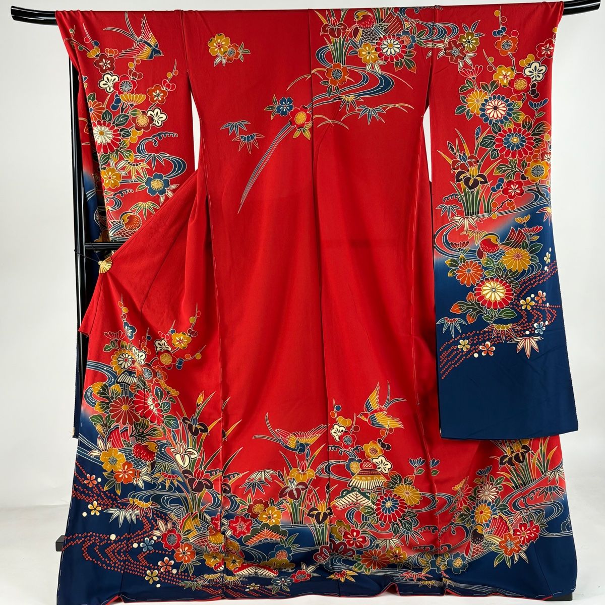 振袖 身丈183cm 裄丈72cm 未仕立て 仮絵羽 落款 鴛鴦 松竹梅 ぼかし  