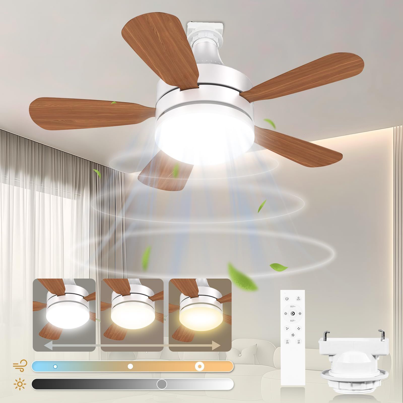 新着商品 【小型・軽量・省電力】SUKITEN シーリングファンライト 38W シーリングファン シーリングライト扇風機 8畳 120W相当 3000lm 無階段調光調色 リモコン付き E26 省エネ 電球色 昼光色 簡単