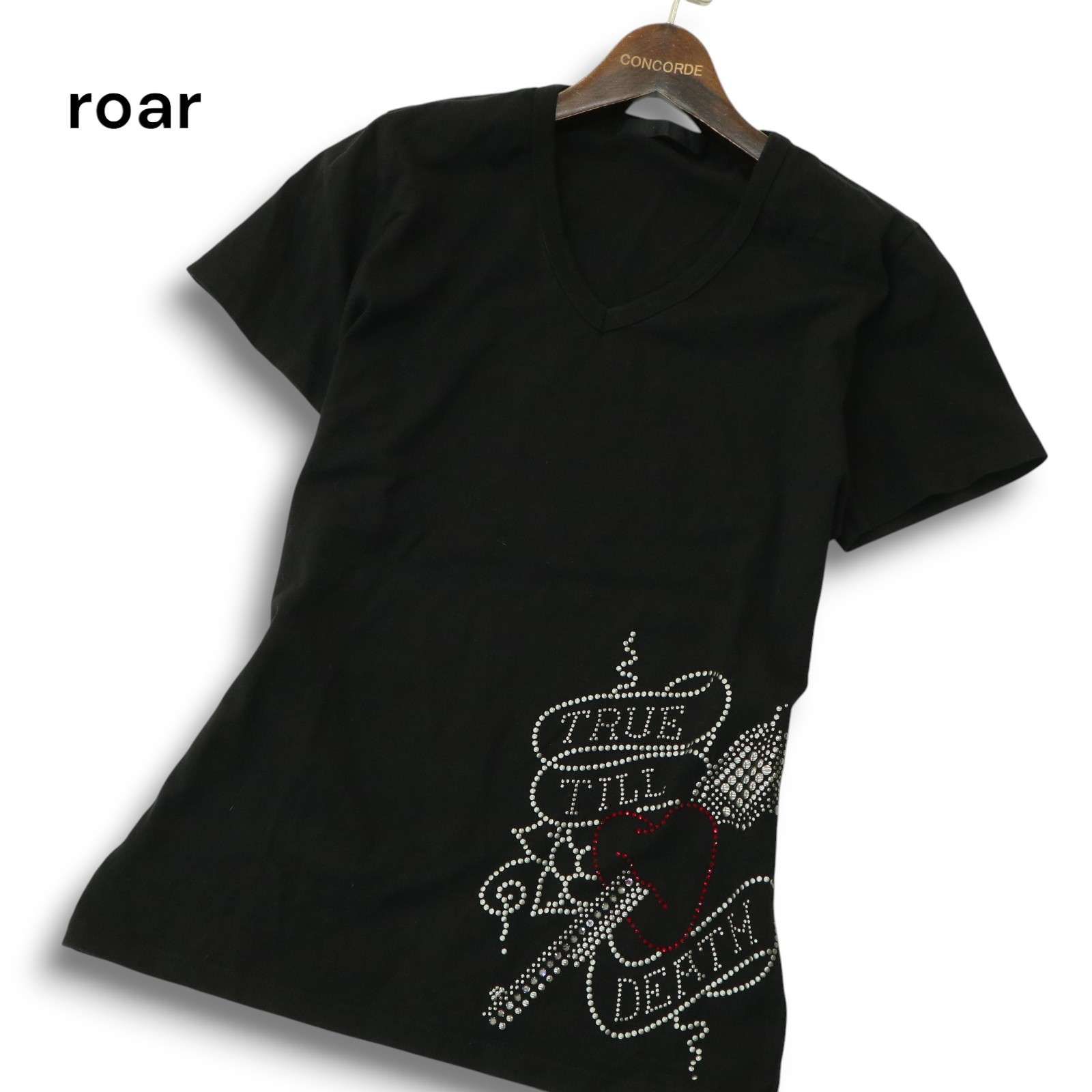 大人気新品 ハート 銃身 春夏 ロアー roar スワロ Vネック 半袖 スタッズ☆ トップス