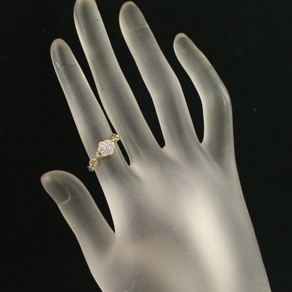 ダイヤ ダイヤモンド 0.16ct H&Q フラワー チェーン リング K18YG 