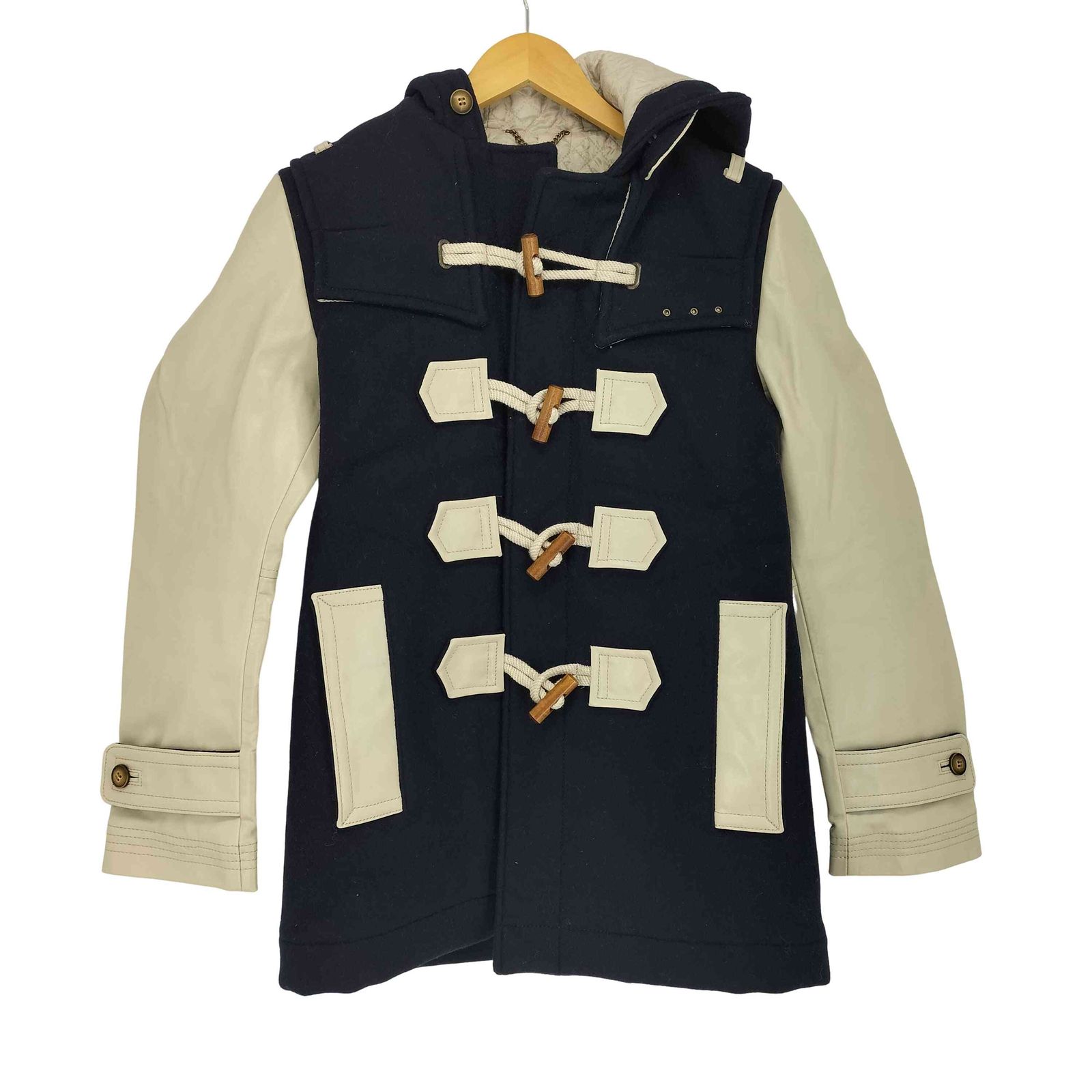 ユーズドフルギ 古着 A LeFRUDE E レザースリーブ ダッフルコート メンズ JPN L