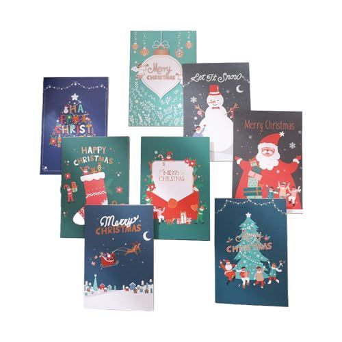 K 8種類 8枚_19*15CM クリスマス カード グリーティングカード メッセージカード 二つ折り 年賀状 クリスマスツリー クリスマス飾り 雪だるま ポストカード 8種類 8枚セット