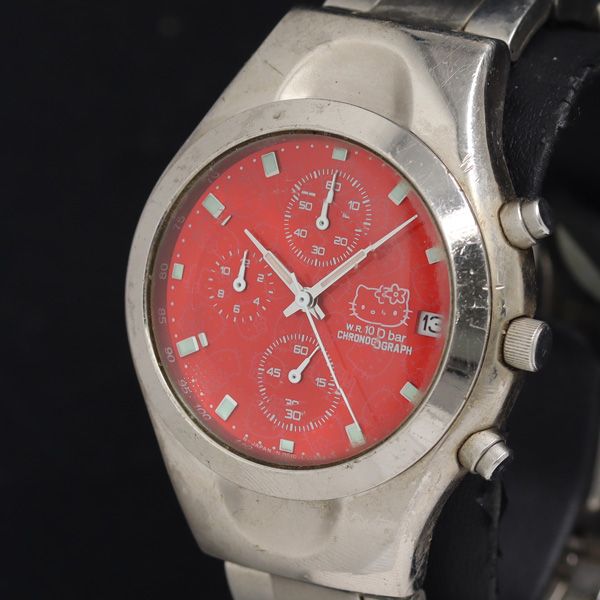 Hello Kitty クロノグラフ 時計 赤 サンリオ ハローキティ 0510-L20301 QZ 赤文字盤 クロノグラフ