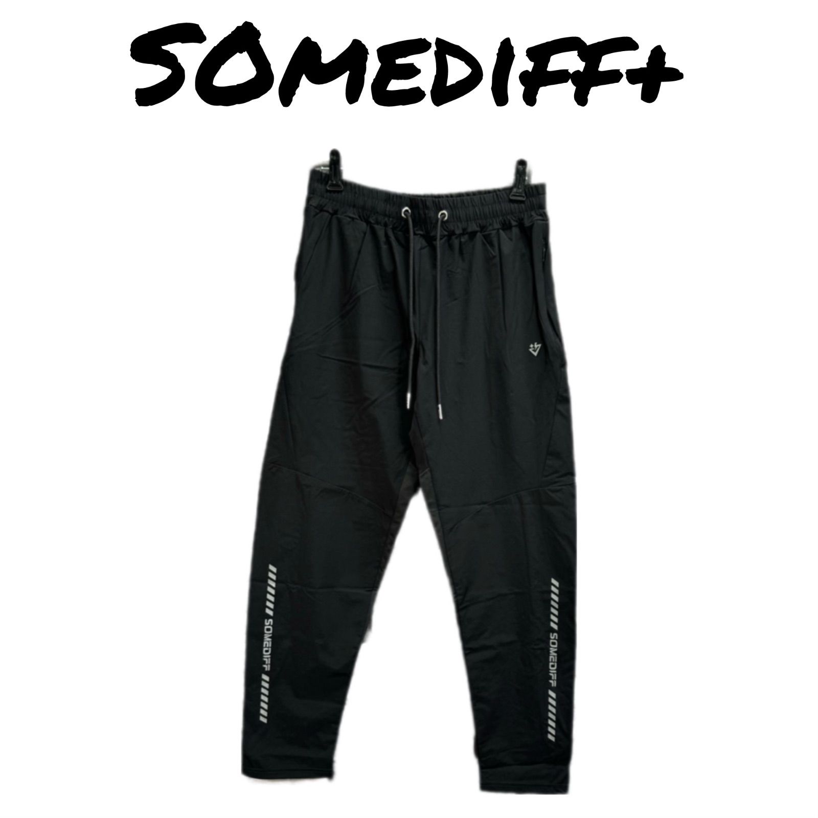 【新品　タグ付き】　【SOMEDIFF﹢】　サムディフプラス　ストレッチフルレングススリムパンツ　ナイロンパンツ　メンズ　ボトムス　パンツ　スポーツウェア　Mサイズ　ブラック