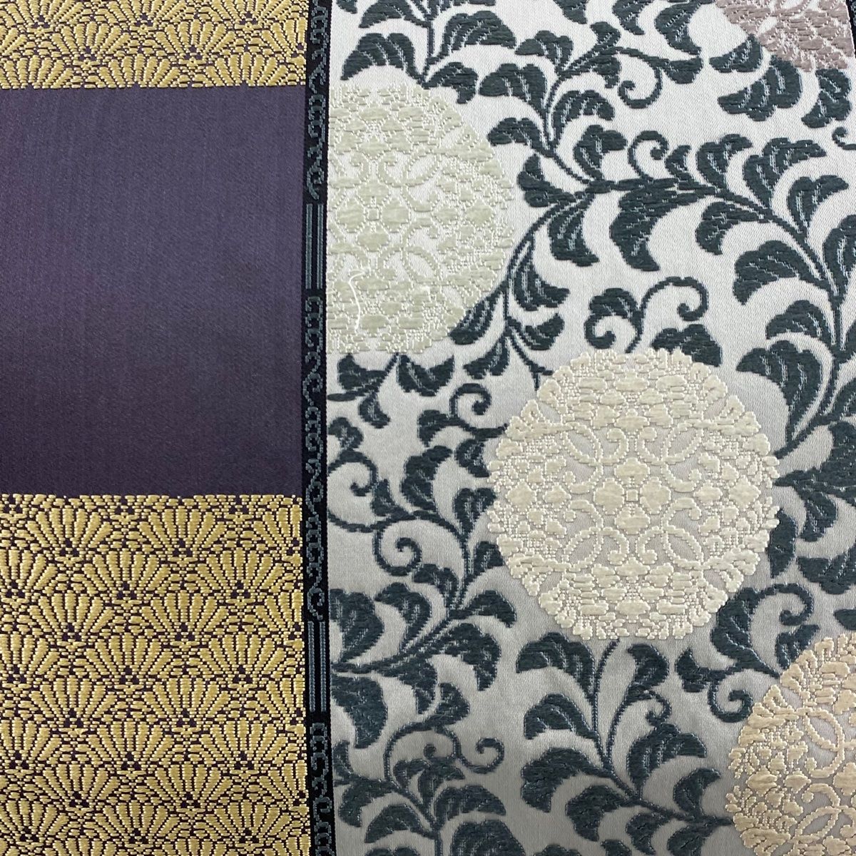 袋帯 グラデーション 大華紋 唐草華文 正絹 六通 黒色 袋帯 美品 秀品 華文 唐草 唐織 灰紫 六通 正絹 【中古】 - メルカリ