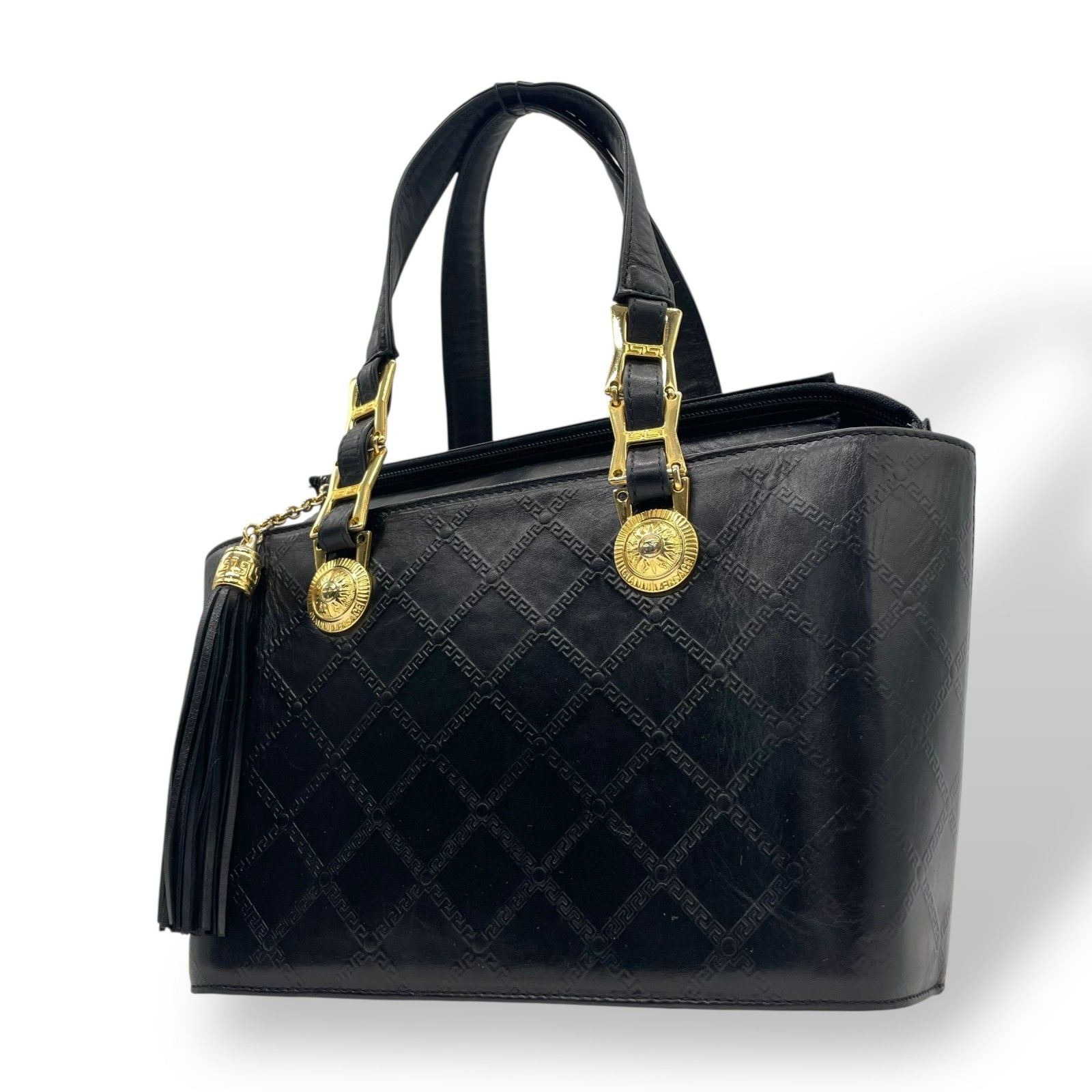 美品 Gianni Versace ジャンニ ヴェルサーチ オーストリッチ 型押し 