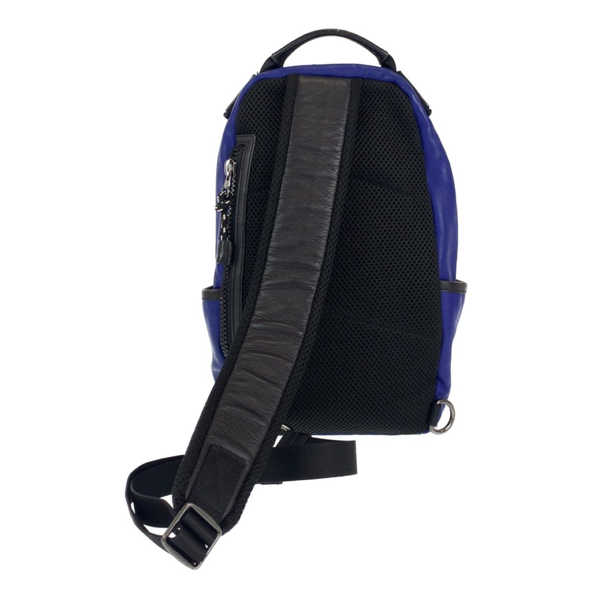 COACH コーチ シグネチャー ブルー 青 ブラック 黒 レザー ボディーバッグ ショルダーバッグ メンズ 402377 【中古】 COACH コーチ シグネチャー ブルー 青 ブラック 黒 レザー ボディー