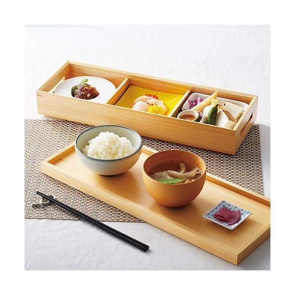 ヤマコー 用美 業務用 檜 長手弁当 三ツ仕切 ノンスリップ蓋付 yamaco38662