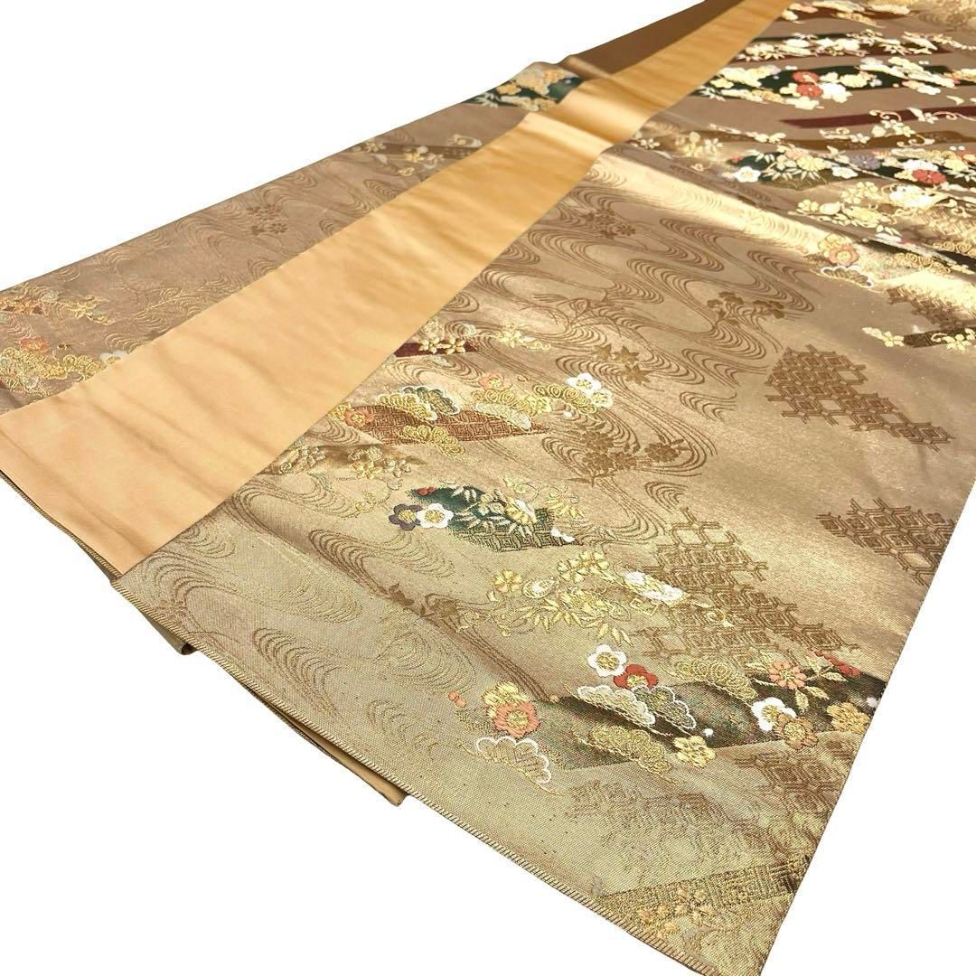 袋帯 花模様に宝尽くし 松竹梅 金糸 金色 O-4060 - メルカリ 