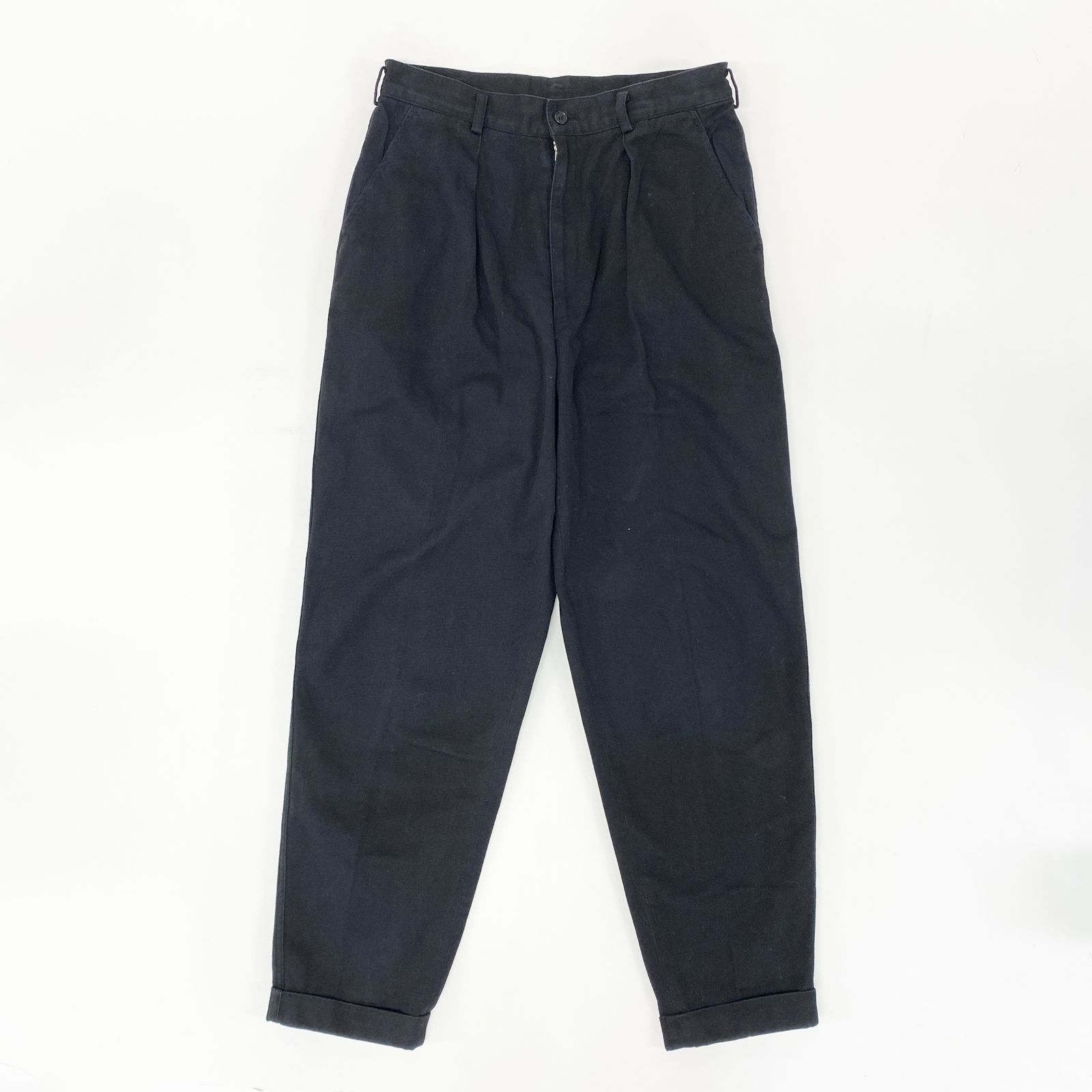 21i29 COMME des GARCONS HOMME PLUS コムデギャルソン オムプリュス タックパンツ コットンパンツ ボトムス AD1991 日本製 05012M Mサイズ ブラック メンズo07t