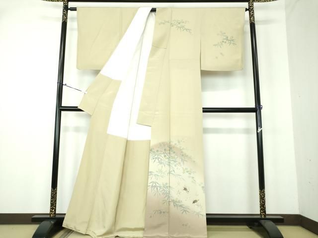 平和屋着物○京加賀友禅 百貫達雄 訪問着 鶉 笹楓文 暈し染め 正絹