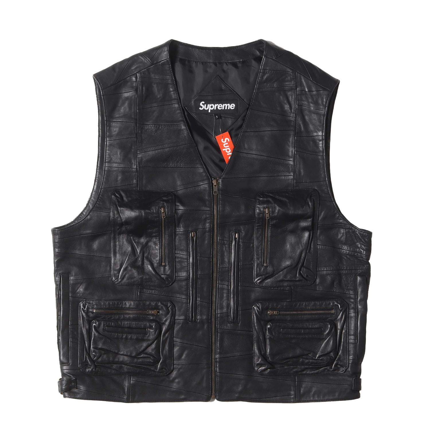 【新品未使用】シュプリーム23SS パッチワーク ラムレザー カーゴベスト 新品未使用】シュプリーム23SS パッチワーク ラムレザー カーゴ