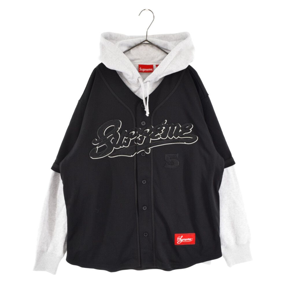 SUPREME シュプリーム 22SS Baseball Jersey Hooded Sweatshirt ベースボール ジャージー フーデッド スウェット パーカー ブルー/グリーン