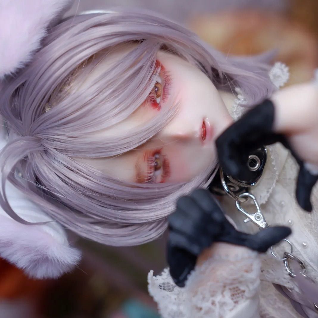 DDH-09 セミホワイト肌 カスタムヘッド＋手描きアイ＋ウィッグ ソフビ