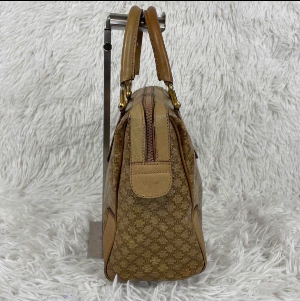 CELINE マカダム柄 ハンドバッグ ミニボストンバッグ ブラゾンロゴ セリーヌ マカダム ブラゾンロゴ ミニボストン ハンドバッグ