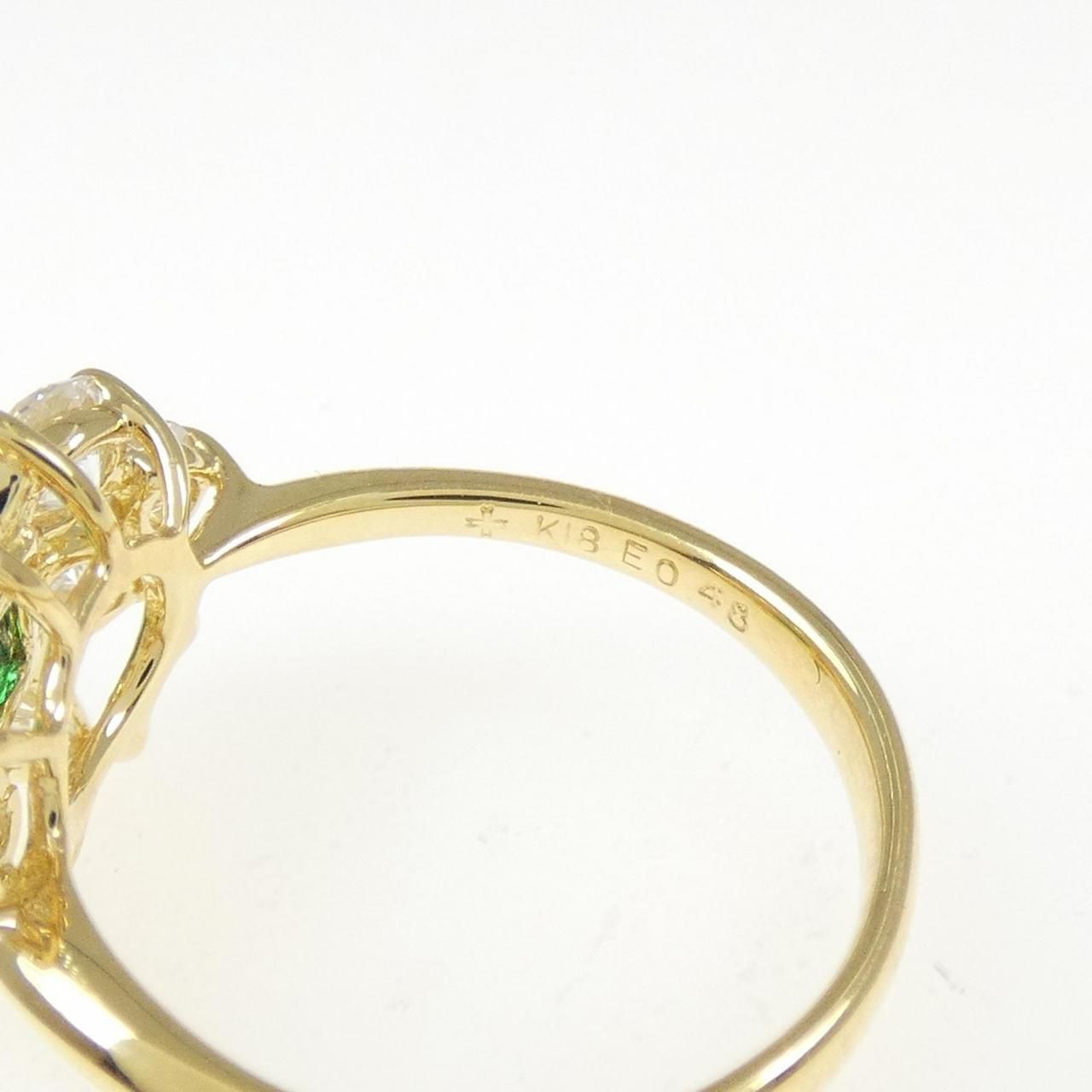 エメラルド/0.48ct ダイヤモンド/0.16ct デザイン リング K18YG 17号