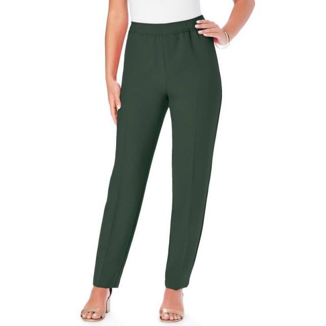 【送料無料】 ロアマンズ レディース カジュアルパンツ ボトムス Roaman's Women's Plus Size Petite Classic Bend Over Pant Midnight Green