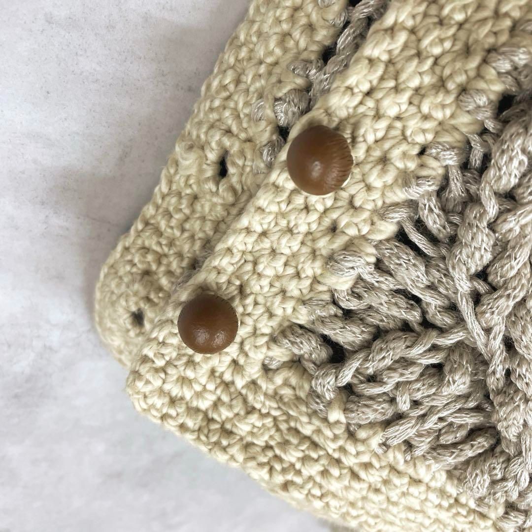 MAX90%オフ! mina perhonen ミナペルホネン ニットポンチョ ケープ カーディガン ケーブル編み レザーボタン ベージュ