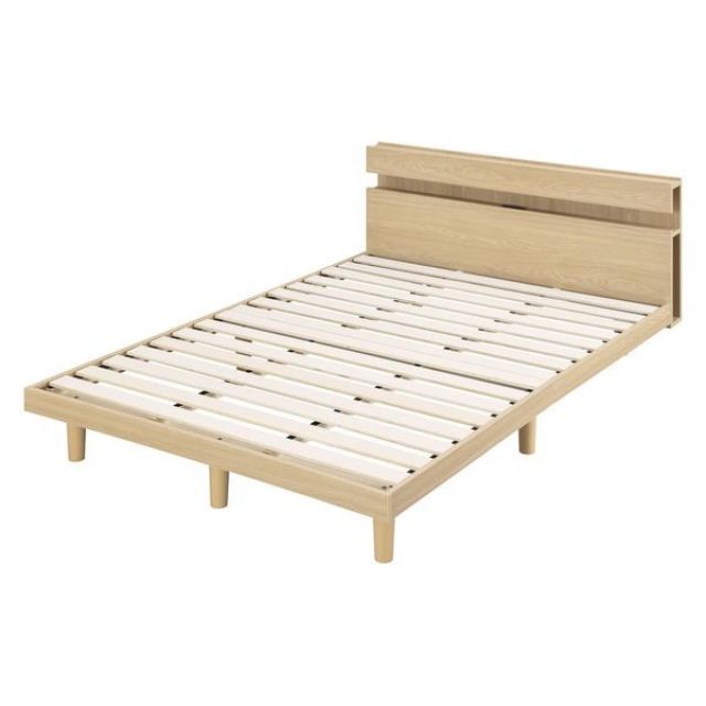 アイリスオーヤマ すのこベッド ダブル SNBS-D ナチュラル ベッド 通気性 コンセント付 収納スペース