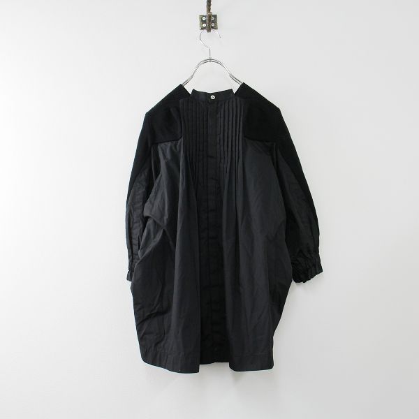sacai バックプリーツ ニット ドッキングシャツ 七分袖 17-02972 sacai バックプリーツ ニット ドッキングシャツ 七分袖 17-02972