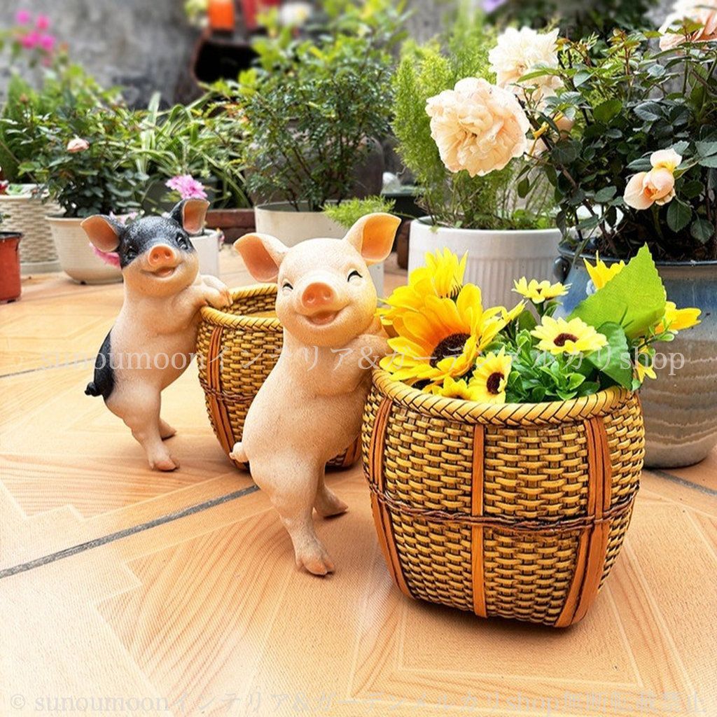 庭の装飾 樹脂 庭 雑貨 おしゃれ ブタ 8-14 お洒落 ぶた 植木鉢 プランター アニマル ガーデン雑貨 動物 鉢植え かわいい ガーデンインテリア ガーデン ガーデニング インテリア