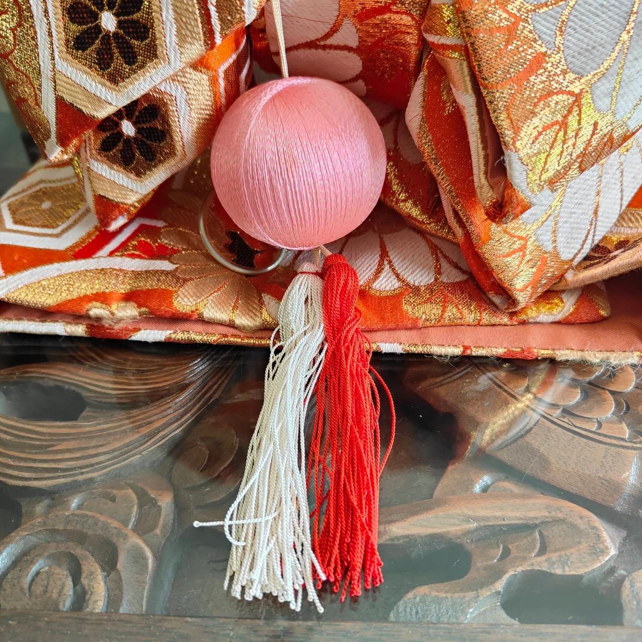 オレンジ、金の作り帯　ハンドメイド　5歳から　七五三などに オレンジ、金の作り帯 ハンドメイド 5歳から 七五三などに