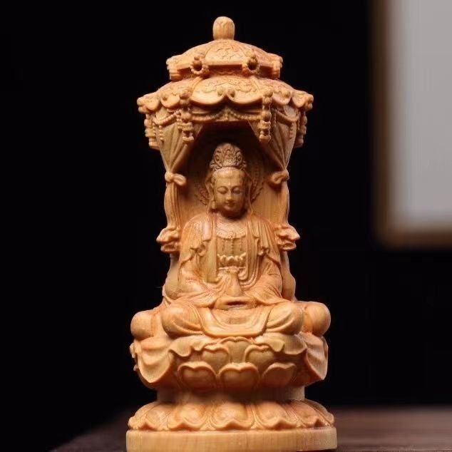 旧家蔵出し　木彫仏像　50cm超 木彫仏像 三面 婆娑三聖座像 阿弥陀仏三尊（観世音菩薩 阿弥陀仏