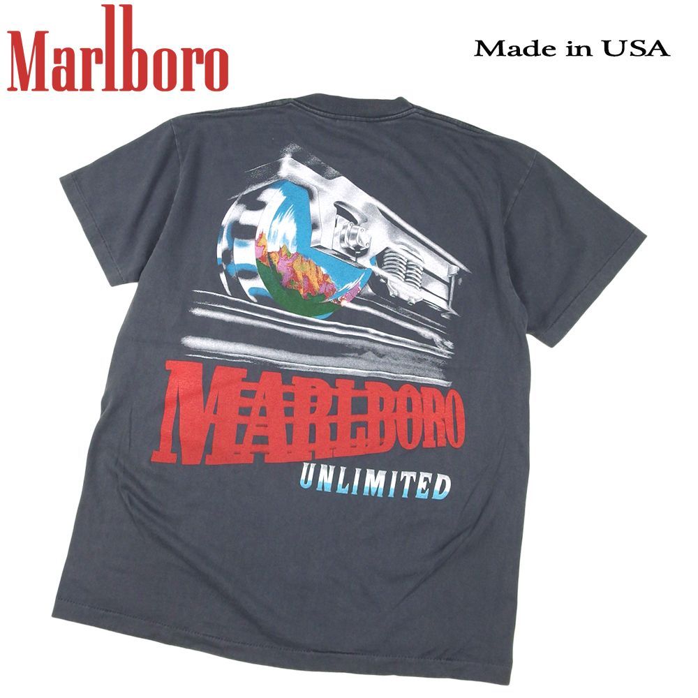 229 Marlboro マールボロ Tシャツ ブラック ポケ付き UNLIMITED