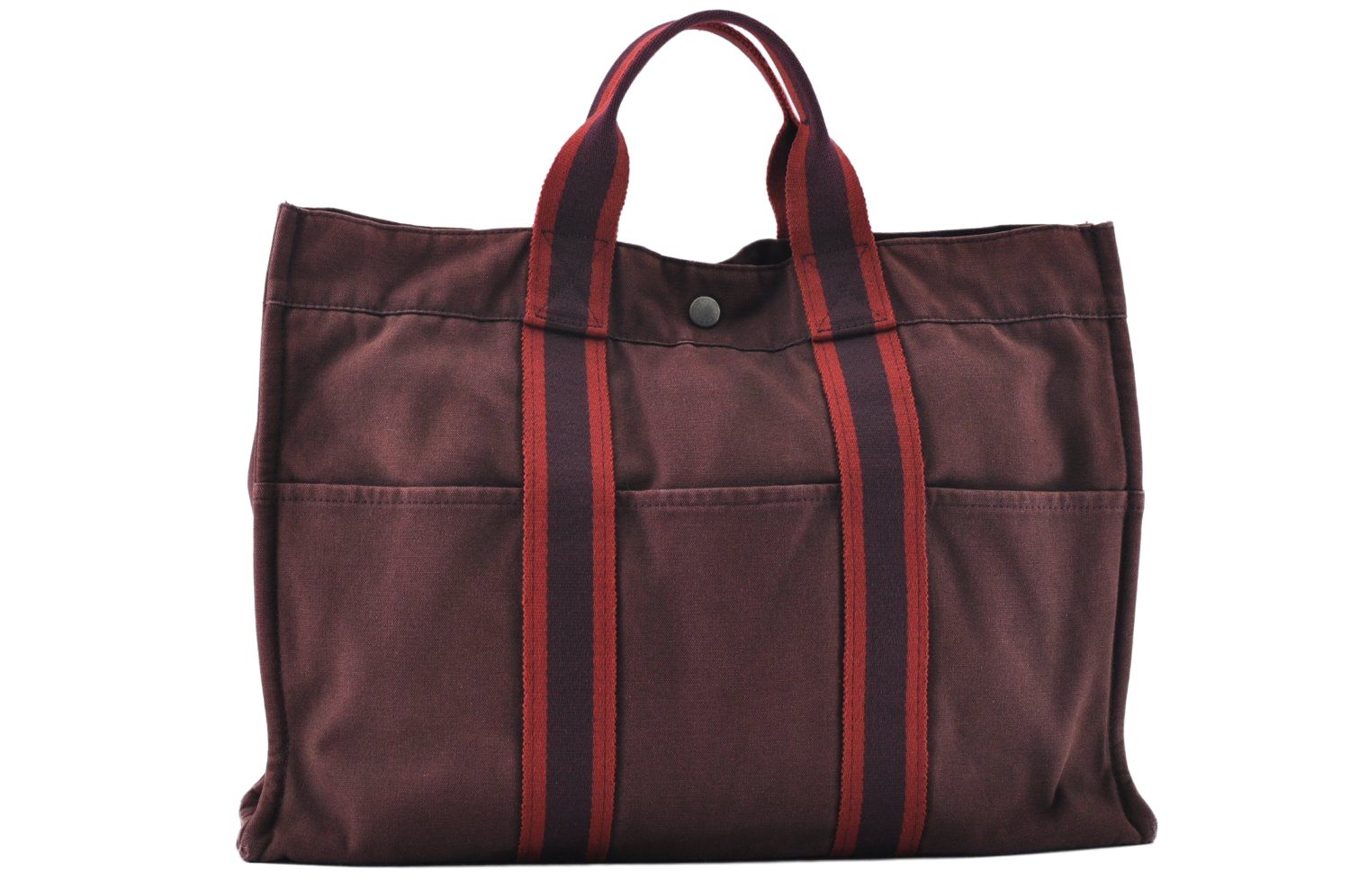 HERMES エルメス フールトゥ MM ハンドトートバッグ キャンバス レッド L2422