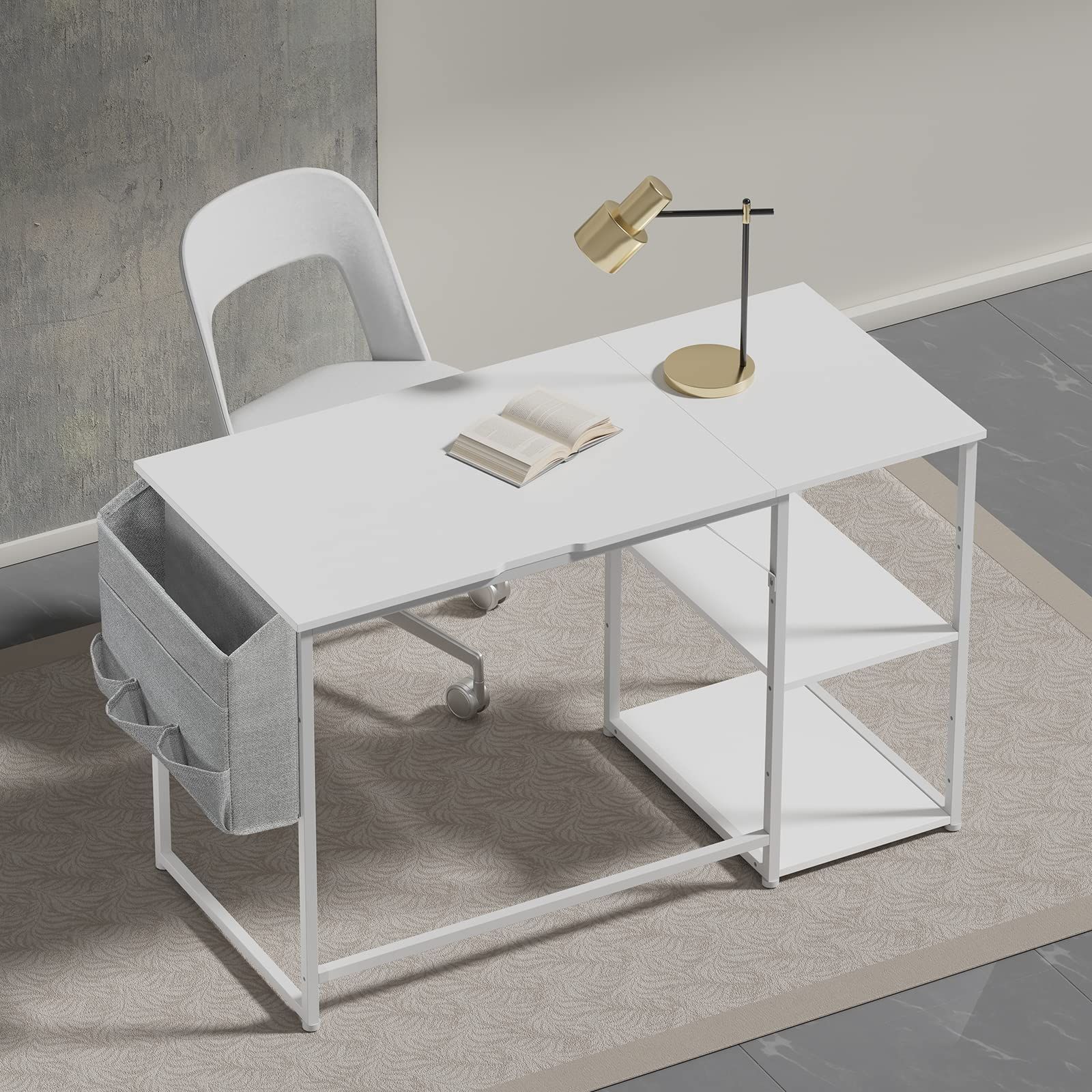 幅120 奥行55cm 収納袋付き table パソコンラック 家具 白い 勉強机 スタンディングデスク カウンターテーブル ローテーブル ゲーミングデスク スチールウッド簡易棚付きデスク ゲーミングデスク 子 pcデスク 机 パソコンデスク ホ MARWIL-DEMENAGEMENTS_CH