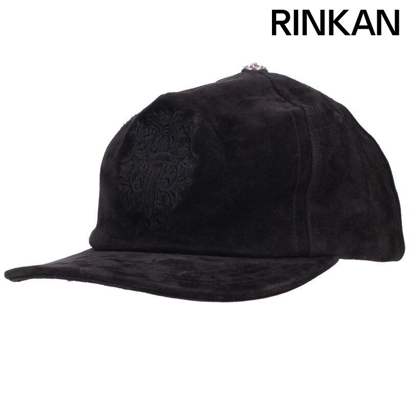 クロムハーツ SLOUCHY 5 PANEL CAP ダガー刺繍クロスボール付きスエードレザー帽子 メンズ